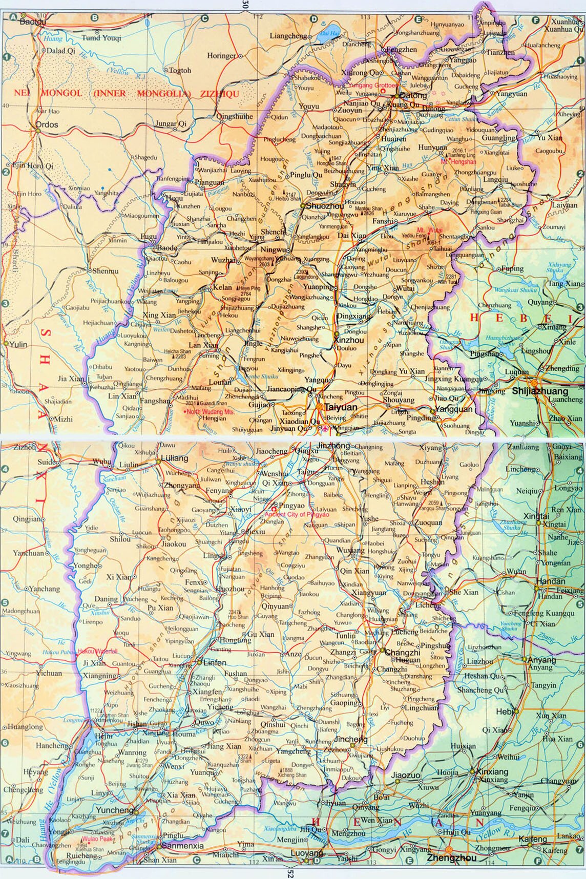 China Map of Shanxi Province