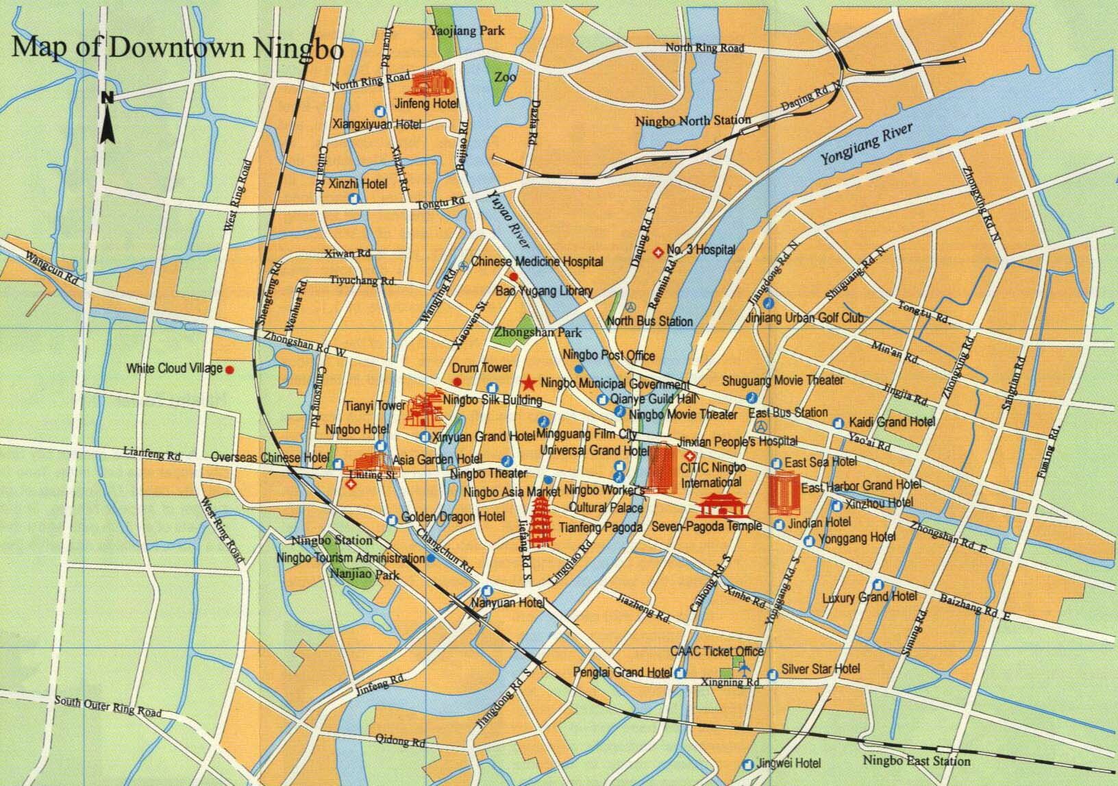 Ningbo Map, Map of Ningbo, Ningbo Downtown Map, Downtown Map of China ...
